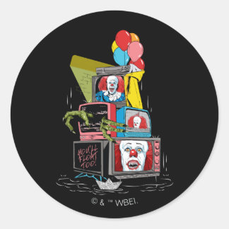 Klassieke Pennywise TV Stack - You'll Float Too Ronde Sticker