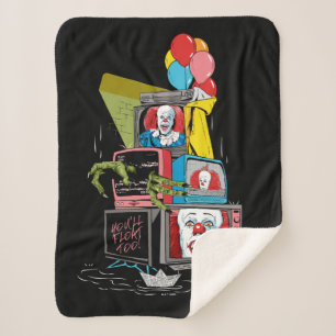 Klassieke Pennywise TV Stack - You'll Float Too Sherpa Deken