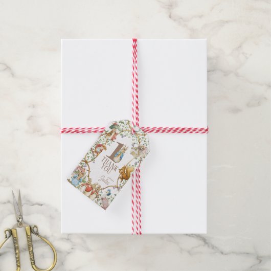 Klassieke Peter het Konijn Verjaardag Dank U Cadeaulabel (Met Touw)