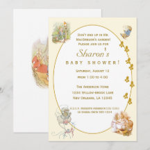 Klassieke Peter Rabbit babyshower uitnodiging