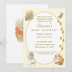 Klassieke Peter Rabbit babyshower uitnodiging