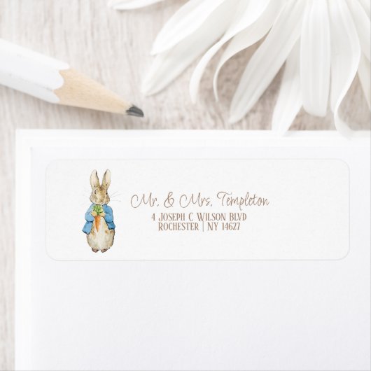 Klassieke Peter the Rabbit Beatrix Baby shower Lab Etiket (Insitu)