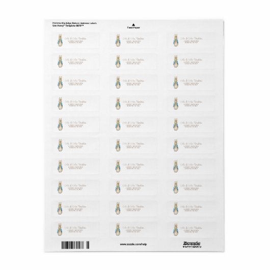 Klassieke Peter the Rabbit Beatrix Baby shower Lab Etiket (Full Sheet)