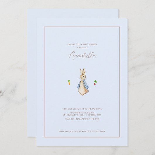 Klassieke Peter the Rabbit Beatrix Bunny Baby show Kaart (Voorkant / Achterkant)