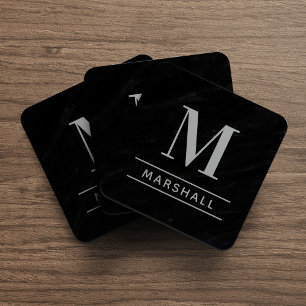 Klassieke Pewter Gray Aangepast Monogram Initiaal Bier Onderzetter