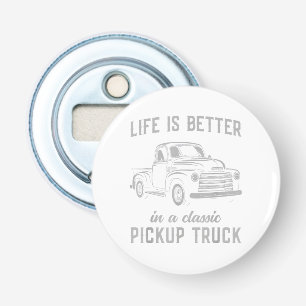Klassieke Pick-up Truck Man Vintage Button Flesopener