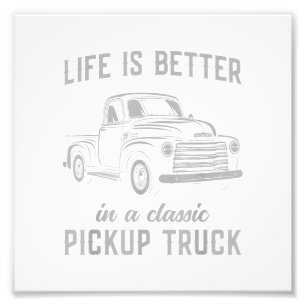 Klassieke Pick-up Truck Man Vintage Foto Afdruk