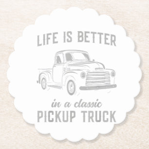 Klassieke Pick-up Truck Man Vintage Kartonnen Onderzetters