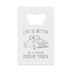 Klassieke Pick-up Truck Man Vintage Kredietkaart Flessenopener