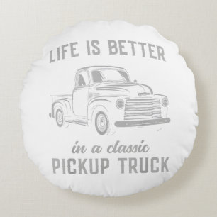 Klassieke Pick-up Truck Man Vintage Rond Kussen