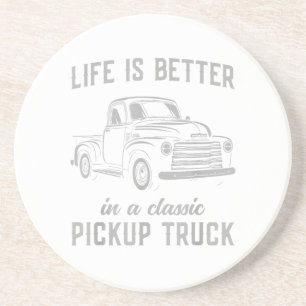 Klassieke Pick-up Truck Man Vintage Zandsteen Onderzetter
