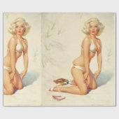 Klassieke  Pin Up Girl-Bikini uit de jaren vijftig Cadeaupapier (Vlak)