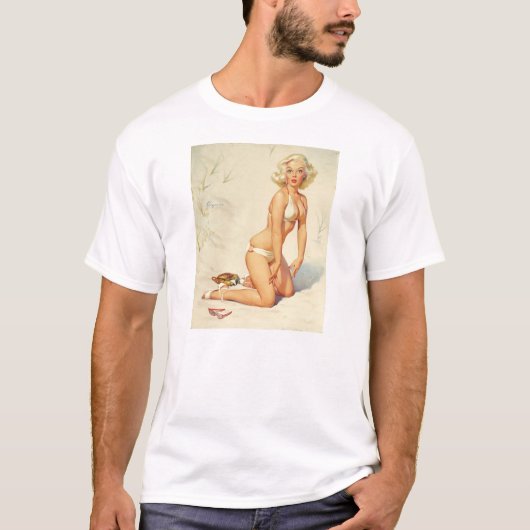 Klassieke  Pin Up Girl-Bikini uit de jaren vijftig T-shirt (Voorkant)