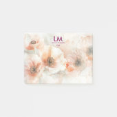 Klassieke Pioenrozen Monogram Naam Post-it® Notes (Voorkant)