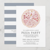 Klassieke Pizza-partij | Blauwe strepen Kaart (Voorkant / Achterkant)