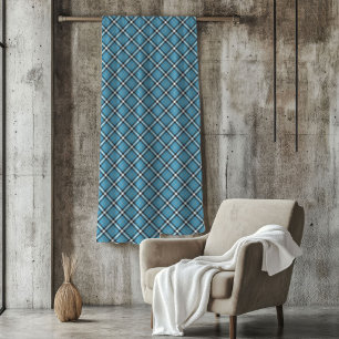Klassieke Plaid Gooi in Blauwe en Gele Tonen Fleece Deken
