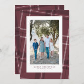 Klassieke plaid kastanjebruin verticale foto feestdagenkaart (Voorkant / Achterkant)