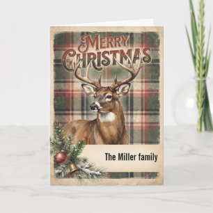 Klassieke Plaid Majestueuze Bok Custom Kerstmis Kaart