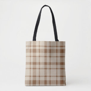 Klassieke Plaid Tartan Patroon-Licht Bruin & Taupe Draagtas