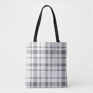 Klassieke Plaid Tartan Patroon-Neutraal Grijs & Wi Draagtas