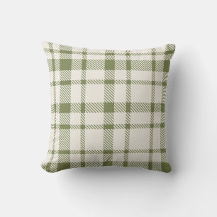 Klassieke Plaid Tartan Patroon-Olive Green & Cream Kussen