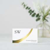 Klassieke Plain Wit Goud Decor Monogram en Foto Visitekaartje (Staand voorkant)