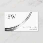 Klassieke Plain Wit Zilver Decor met Monogram Visitekaartje (Voorkant)