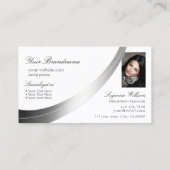 Klassieke Plain Wit Zilver Decor Monogram Foto Visitekaartje (Achterkant)