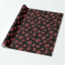 Klassieke Poinsettia met Goud Spatter op zwart