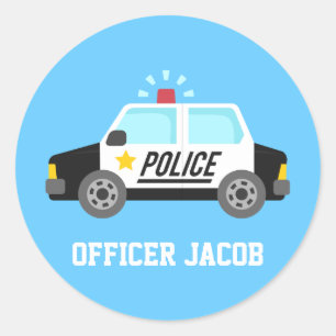 Klassieke politieauto met Sirenenaam Ronde Sticker