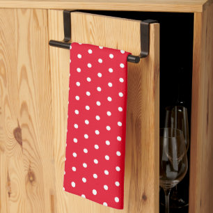 Klassieke Polka Dots Rood en Wit Theedoek