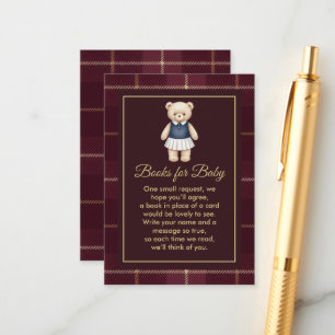 Klassieke Polo Teddbeer Preppy Geruite Baby Shower Informatiekaartje