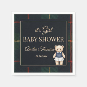 Klassieke Polo Teddybeer Preppy Geruite Baby Showe Servet