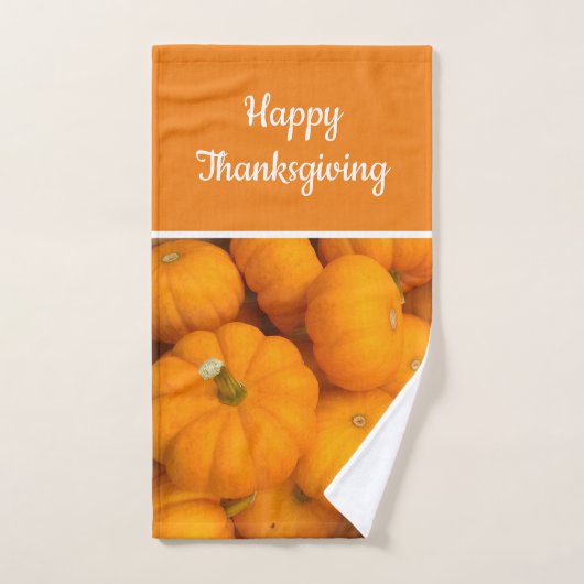 Klassieke pompoen foto Oranje Happy Thanksgiving Handdoek (Handdoek)