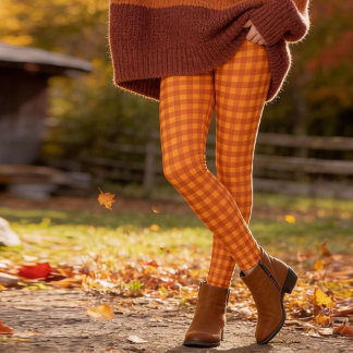 Klassieke Pompoen Herfst Gingham Plaid Check Leggings