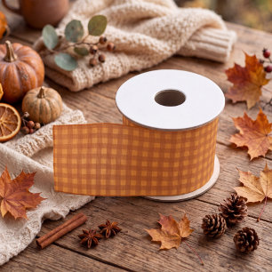 Klassieke Pompoen Herfst Gingham Plaid Grosgrain Lint