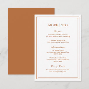 Klassieke Pompoen Sinaasappel Elegant Wedding Informatiekaartje