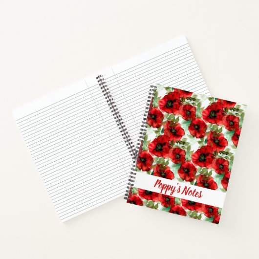 Klassieke Poppy Pattern Name Notitieboek (Binnen)