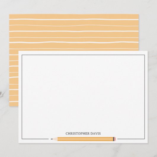 Klassieke potlood ingelijst briefpapier terug naar notitiekaartje (Voorkant / Achterkant)