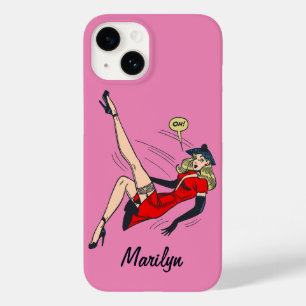 Klassieke prachtige blondine glamourgirl retro pin Case-Mate iPhone 14 hoesje