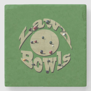 Klassieke precisie: Ronde grasbowls logo Stenen Onderzetter