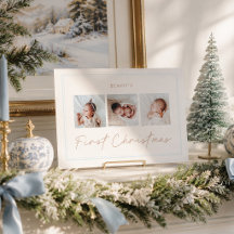 Klassieke Preppy Baby Blauwe Rand Eerste Kerstmis
