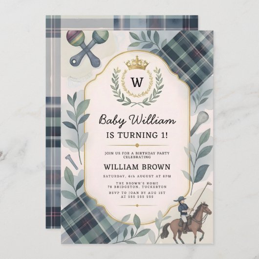 Klassieke Preppy Charm 1e verjaardag Kaart (Voorkant / Achterkant)