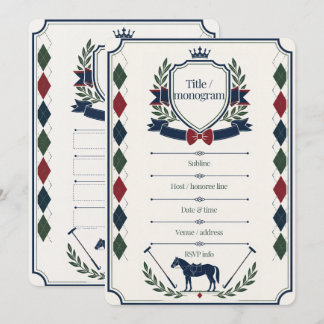 Klassieke Preppy Monogram Baby Shower Uitnodiging