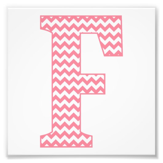 Klassieke preppy roze Chevron Letter F Monogram Foto Afdruk (Voorkant)