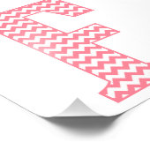 Klassieke preppy roze Chevron Letter F Monogram Foto Afdruk (Hoek)