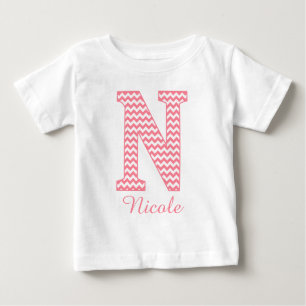 Klassieke preppy roze Chevron Letter N Monogram