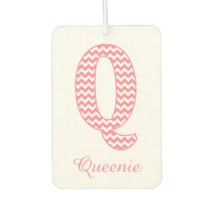 Klassieke Preppy Roze Chevron Letter Q Monogram Luchtverfrisser
