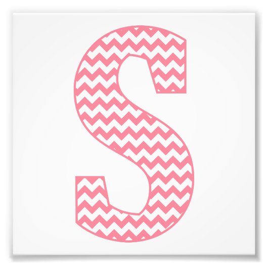 Klassieke preppy roze Chevron Letter S Monogram Foto Afdruk (Voorkant)