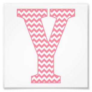 Klassieke preppy roze Chevron Letter Y Monogram Foto Afdruk